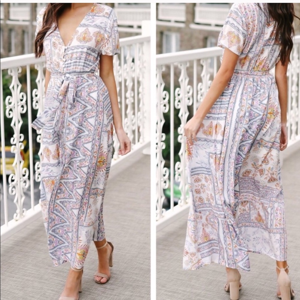 VICI Dolls Pastel Button Midi Dress
